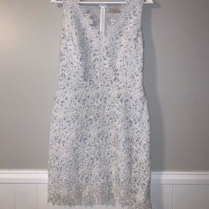Loft white appliqué floral dress size 6